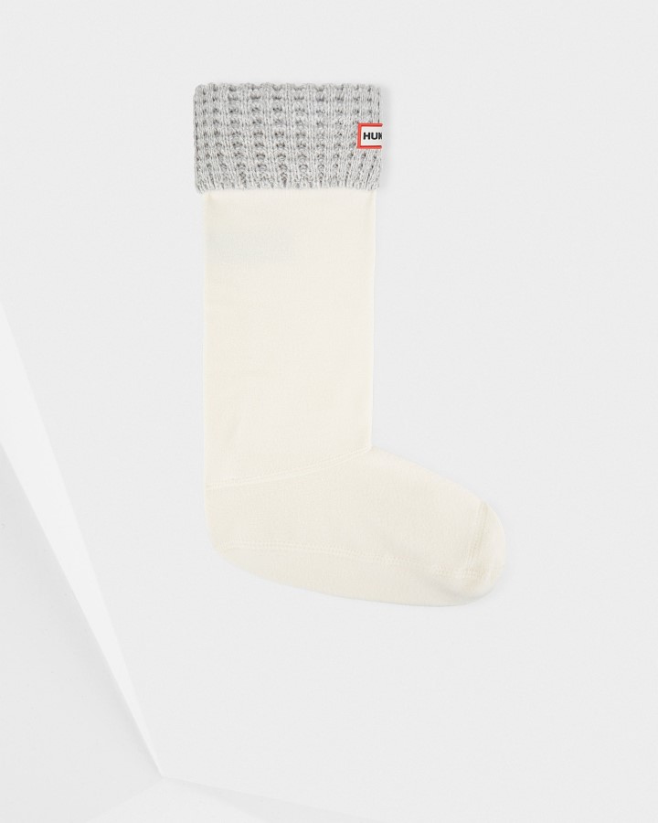 Calcetines Hunter Waffle Cuff Para Botas Altas Hunter Blanco-gris Pálido