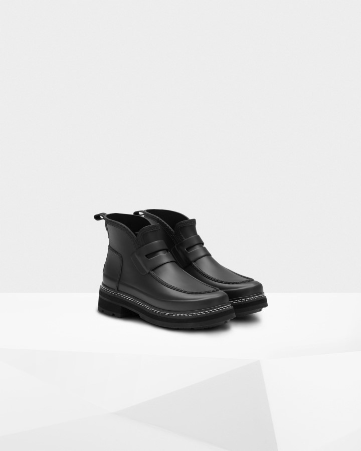 Hunter Botas Mocasines De Mujer Con Detalle De Puntadas Refinadas Negras