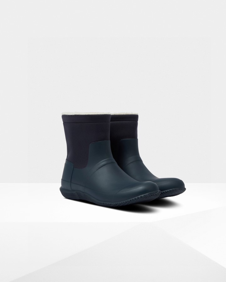 Hunter Botas De Piel De Oveja Vegana Con Parte Superior Enrollada Aislada Para Hombre Hunter Navy