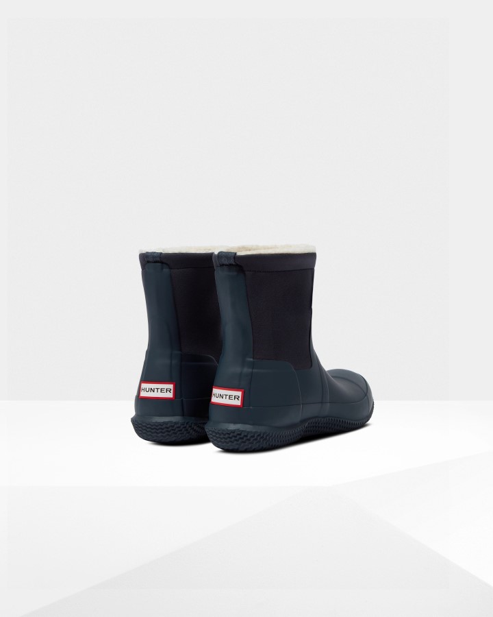 Hunter Botas De Piel De Oveja Vegana Con Parte Superior Enrollada Aislada Para Hombre Hunter Navy