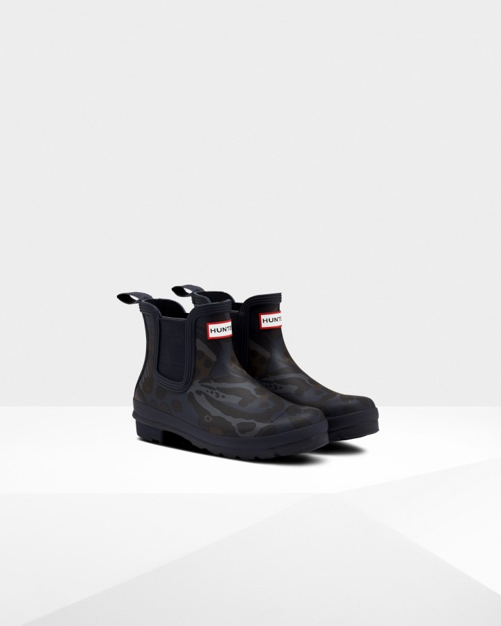 Botas Chelsea Hunter Con Estampado De Mariposas Y Camuflaje Para Mujer Meadow Navy Estampado De Mariposas Y Camuflaje
