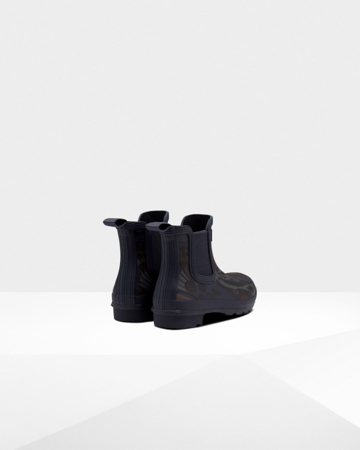 Botas Chelsea Hunter Con Estampado De Mariposas Y Camuflaje Para Mujer Meadow Navy Estampado De Mariposas Y Camuflaje