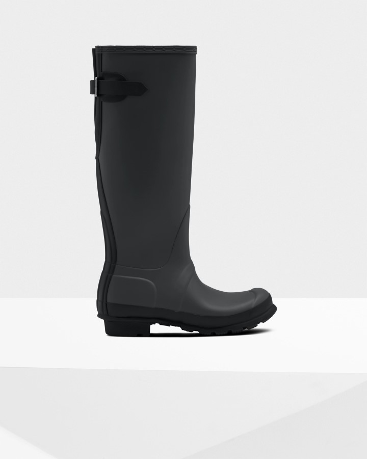 Botas De Agua Hunter Mujer Tall Back Ajustables Luna Gris-negro