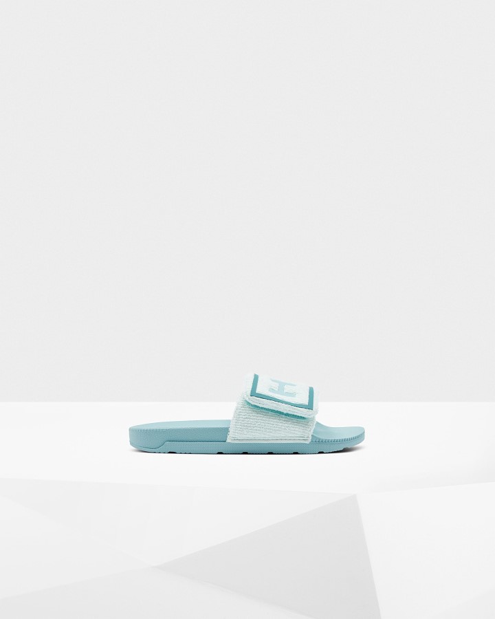 Chanclas Ajustables Con Logo De Toalla De Rizo Para Mujer Hunter Menta Verde-azul Eucalipto