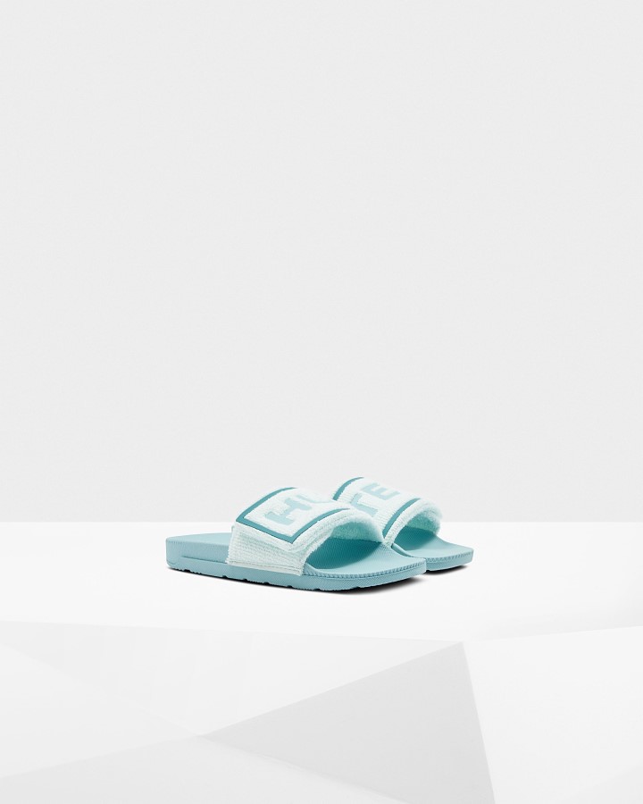 Chanclas Ajustables Con Logo De Toalla De Rizo Para Mujer Hunter Menta Verde-azul Eucalipto