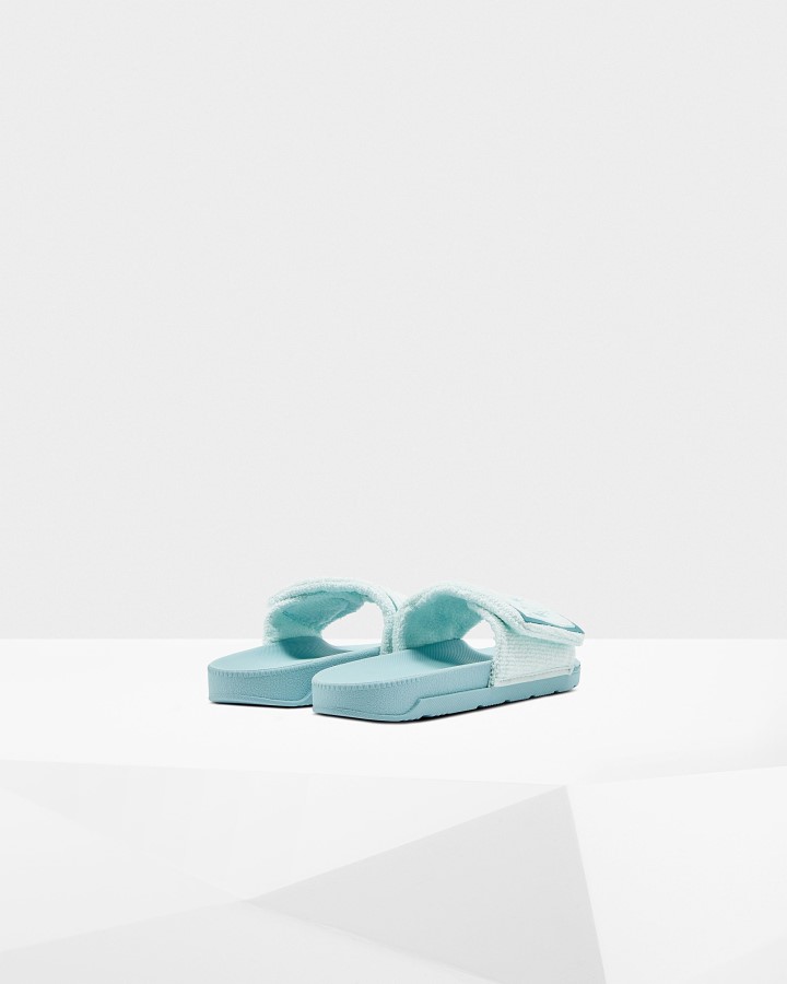 Chanclas Ajustables Con Logo De Toalla De Rizo Para Mujer Hunter Menta Verde-azul Eucalipto