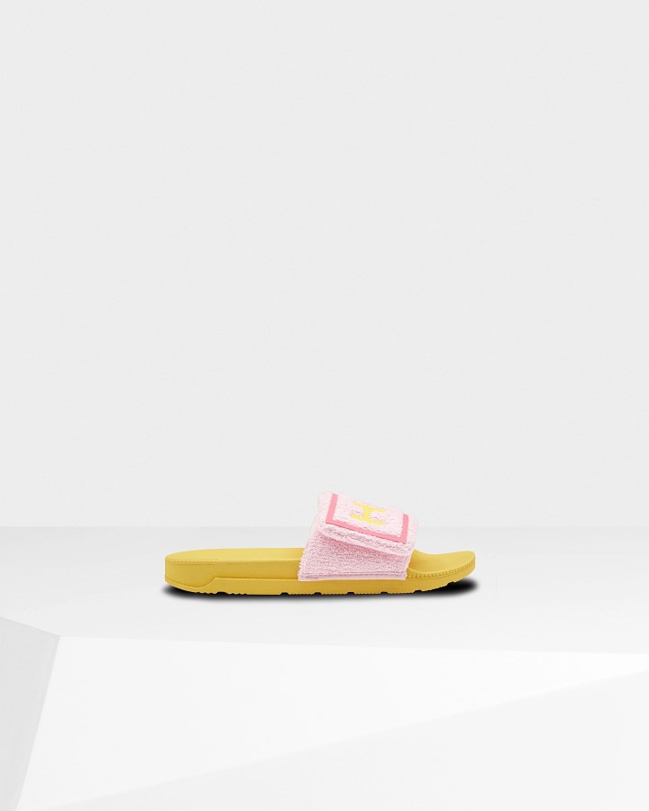 Chanclas Ajustables Con Logo De Toalla De Rizo Para Mujer Hunter Foxglove Pink-primrose Yellow