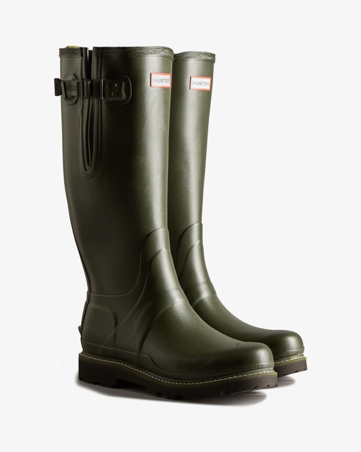 Hunter Balmoral - Botas De Agua Ajustables Laterales Para Hombre, Color Oliva Oscuro