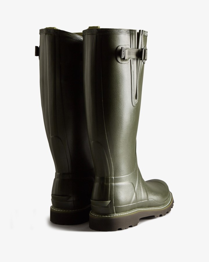 Hunter Balmoral - Botas De Agua Ajustables Laterales Para Hombre, Color Oliva Oscuro