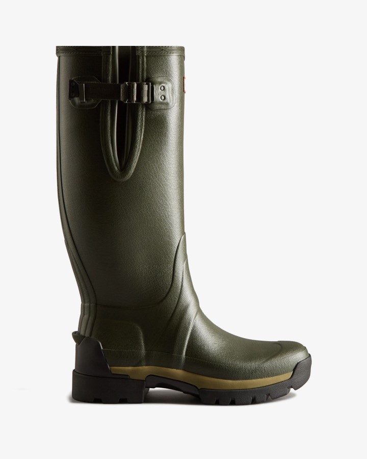 Hunter Botas De Lluvia Balmoral Ajustables De Neopreno De 3 Mm Para Hombre, Verde Oliva Oscuro