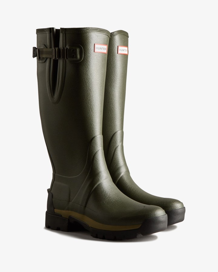 Hunter Botas De Lluvia Balmoral Ajustables De Neopreno De 3 Mm Para Hombre, Verde Oliva Oscuro