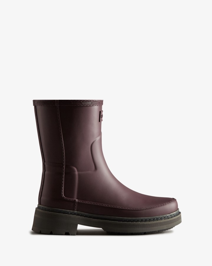 Hunter Botas De Agua Cortas Para Mujer Con Detalle De Puntadas Refinadas Castaño Corteza Marrón
