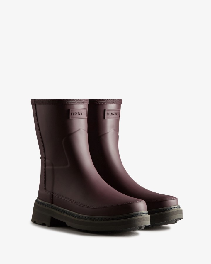 Hunter Botas De Agua Cortas Para Mujer Con Detalle De Puntadas Refinadas Castaño Corteza Marrón