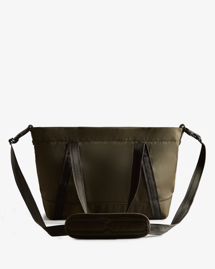 Bolso Tote Mediano Hunter De Nailon Con Clip En La Parte Superior Verde Oliva Oscuro