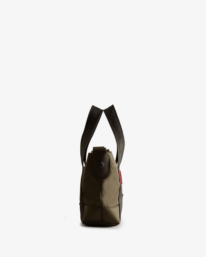 Minibolso Tote Hunter De Nailon Con Clip En La Parte Superior Verde Oliva Oscuro