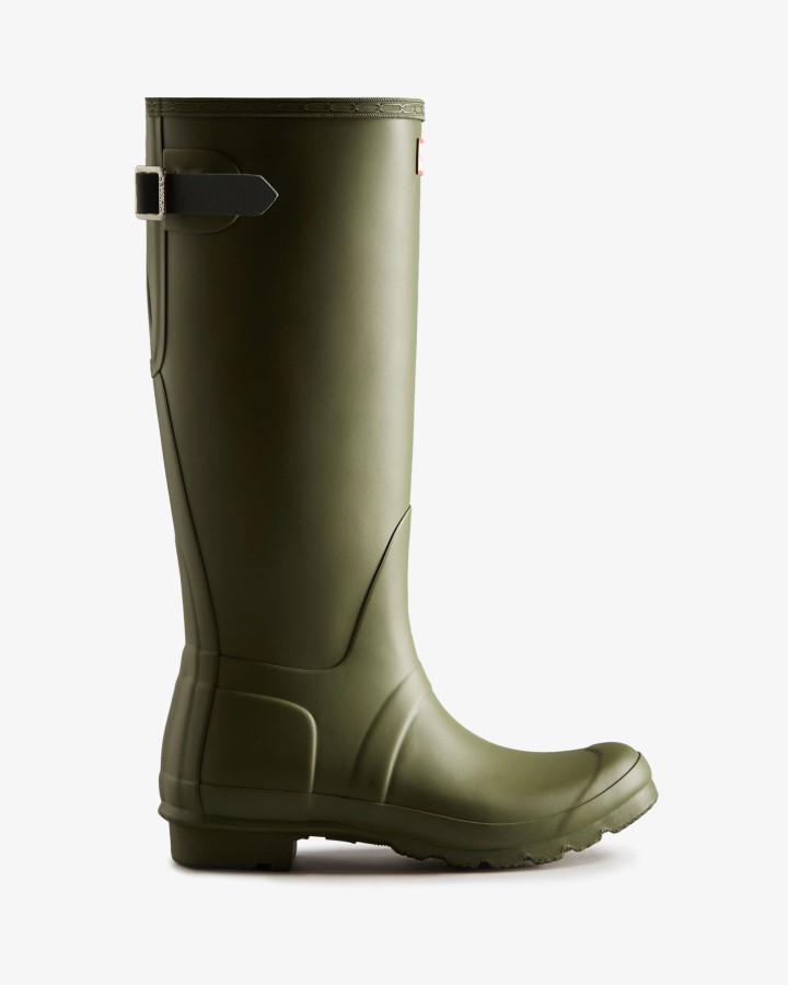 Hunter Botas De Lluvia Mujer Tall Back Ajustables Ismarken Oliva-ártico Verde Musgo