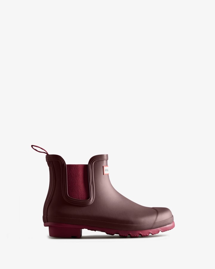 Hunter Botas Chelsea Originales Mujer Castaño Corteza Marron-hayes Burdeos