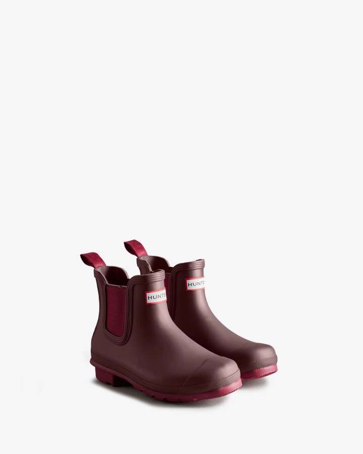 Hunter Botas Chelsea Originales Mujer Castaño Corteza Marron-hayes Burdeos