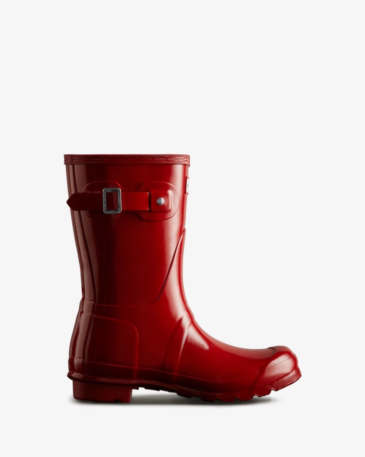 Botas De Agua Hunter Mujer Original Short Gloss Rojo Militar