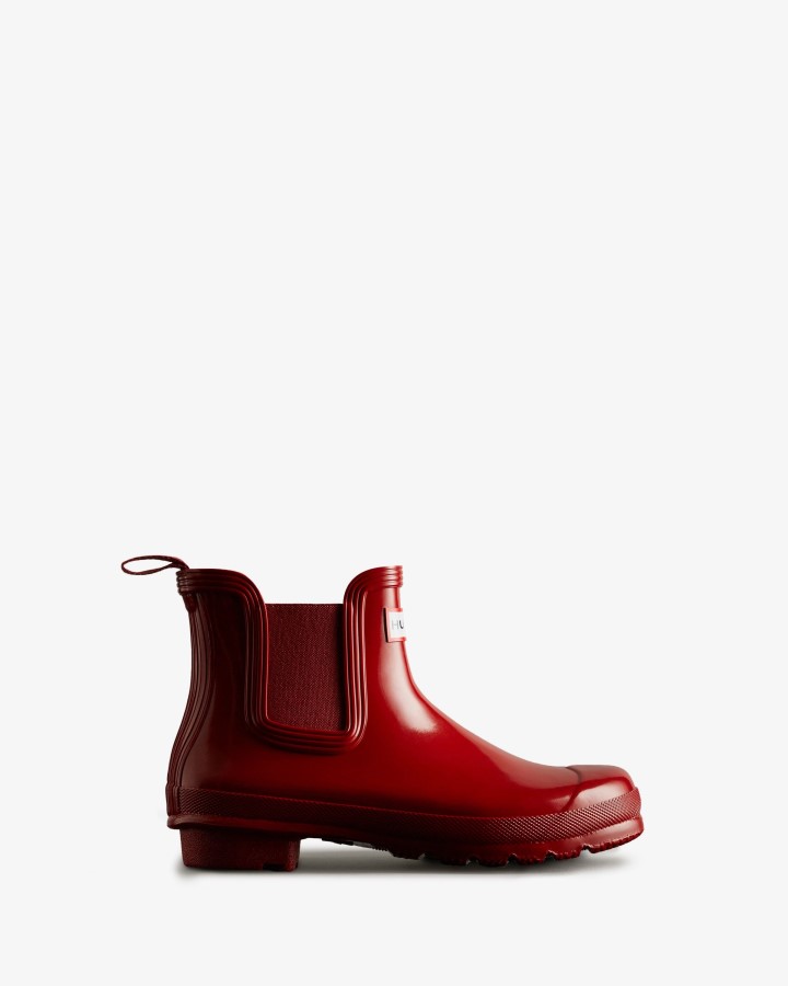 Botas Hunter Mujer Original Chelsea Gloss Rojo Militar
