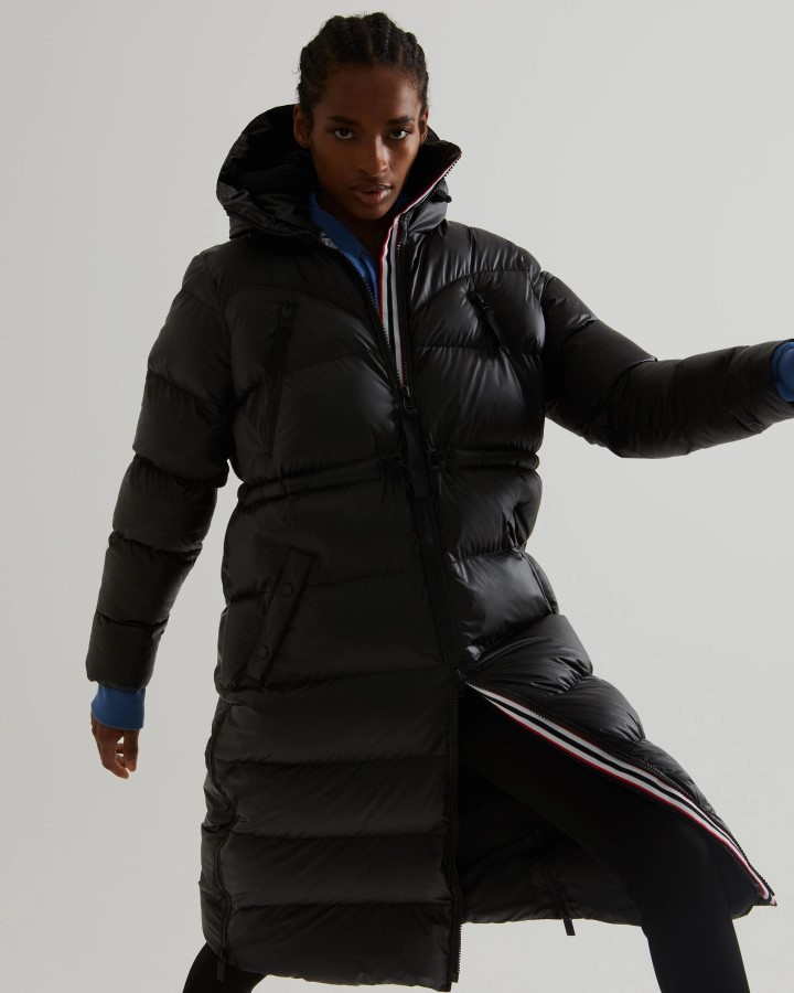 Abrigo Acolchado Largo Con Aislamiento De Goma Para Mujer Hunter Negro