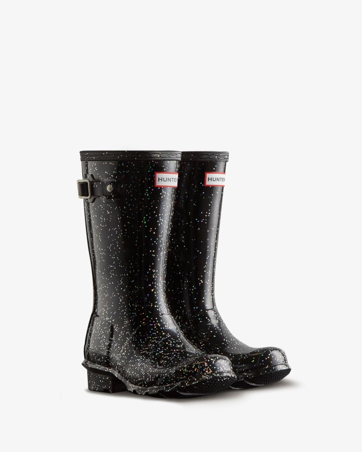 Botas De Agua Hunter Big Kids (5-11 Años) Con Purpurina Gigante Negro