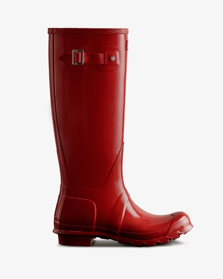Botas De Lluvia Hunter Mujer Tall Gloss Original Rojo Militar