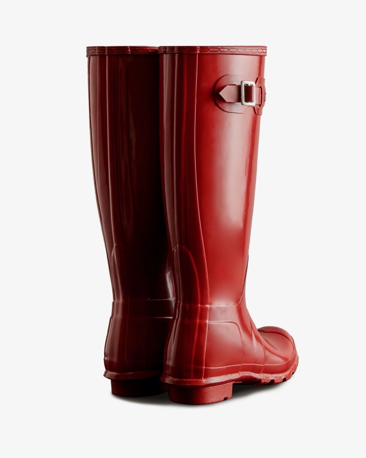 Botas De Lluvia Hunter Mujer Tall Gloss Original Rojo Militar