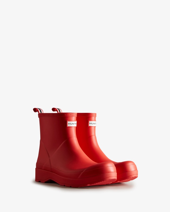 Hunter Men's Play Botas De Lluvia Cortas Con Logo Rojo