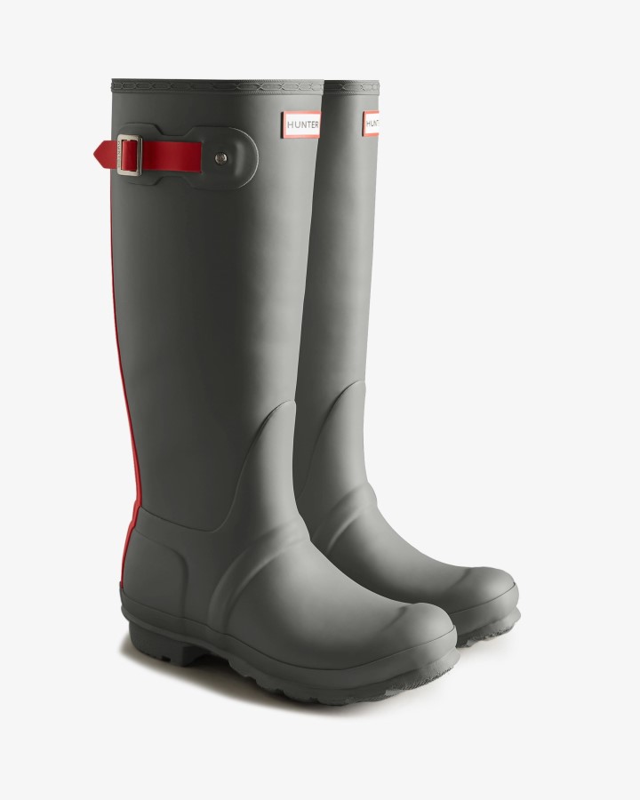 Botas De Lluvia Altas Con Aislamiento Hunter Para Mujer Tundra Gris-rojo Frío