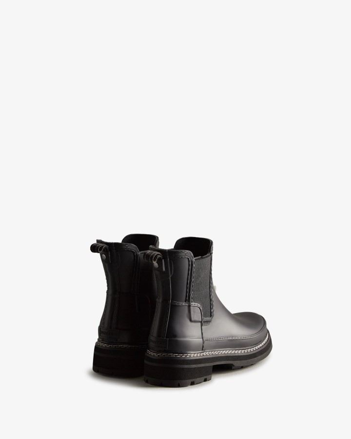 Hunter Botines Chelsea Con Detalles De Puntadas Refinadas Para Mujer En Negro