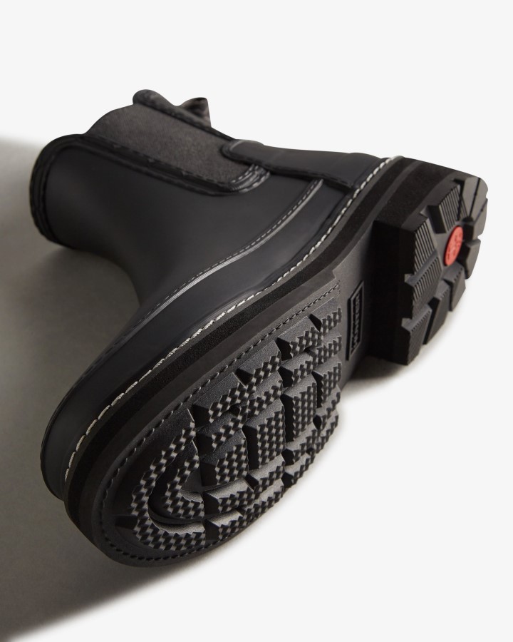 Hunter Botines Chelsea Con Detalles De Puntadas Refinadas Para Mujer En Negro