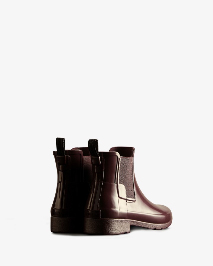 Botas Chelsea De Corte Slim Con Brillo Refinado Para Mujer Hunter Cereza Brandy
