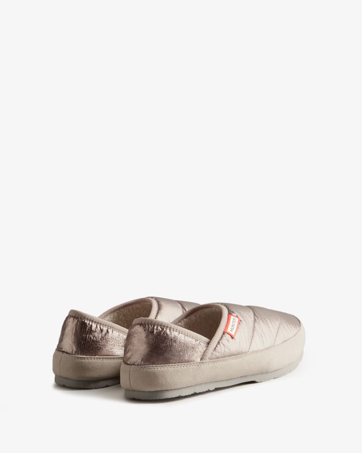 Chanclas De Mujer Hunter Metalizadas Acolchadas Plateadas