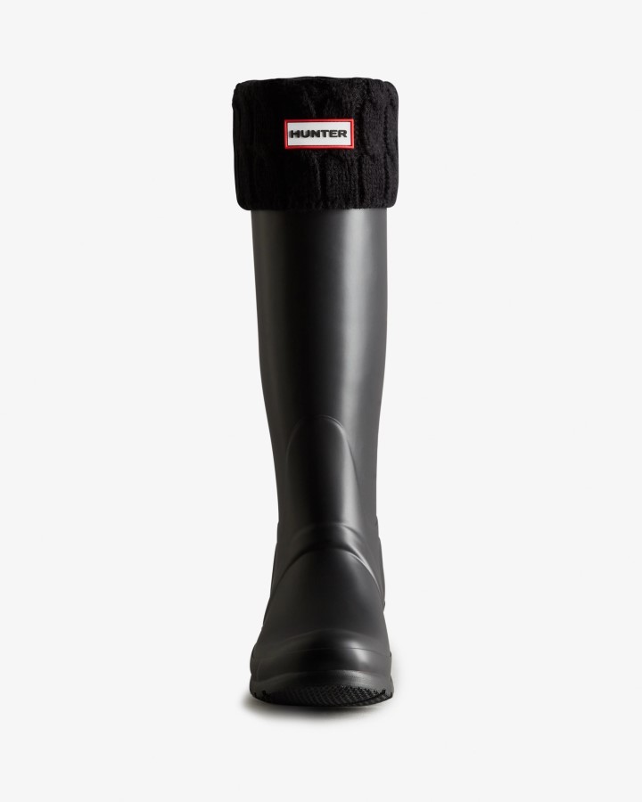 Calcetines Negros Para Botas Altas Con Puño Tejido De Ochos De 6 Puntadas De Hunter