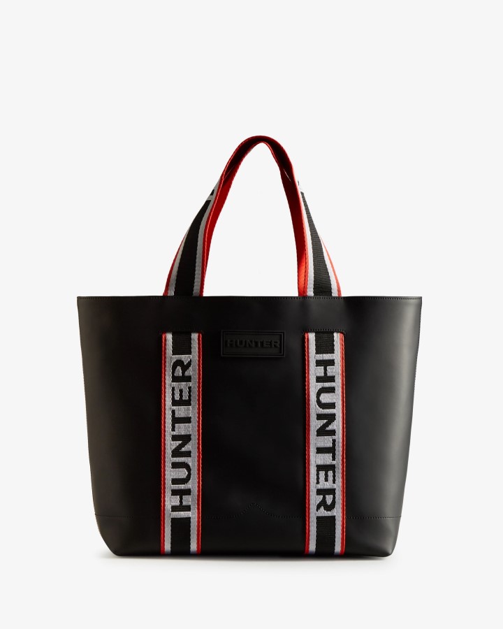 Bolso Tote East-west De Cuero Engomado Hunter Negro