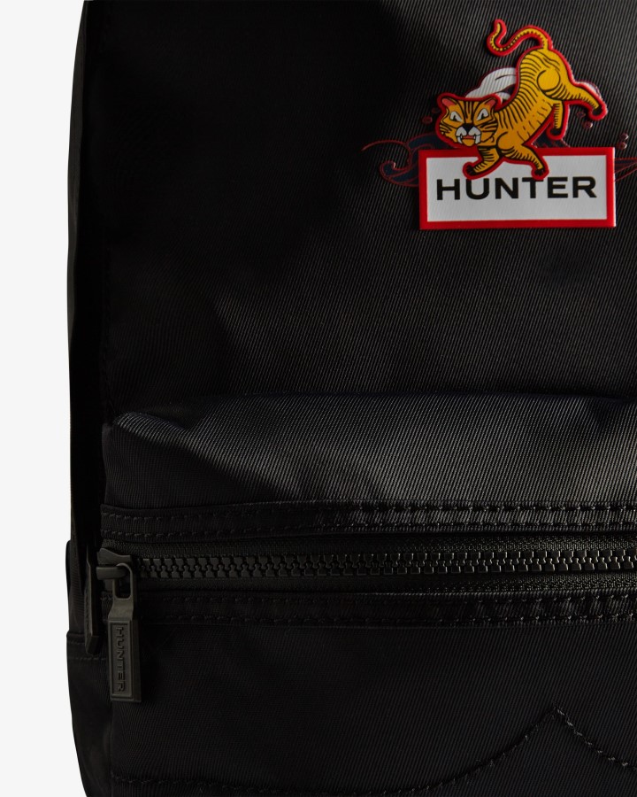 Mochila De Nailon Con Logo De Tigre Año Nuevo Lunar Para Niños De Hunter, Negra