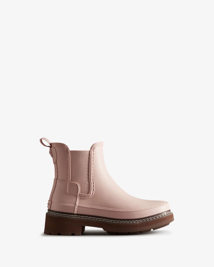 Botines Chelsea De Mujer Hunter Con Detalles De Puntadas Refinadas Rosa Azalea