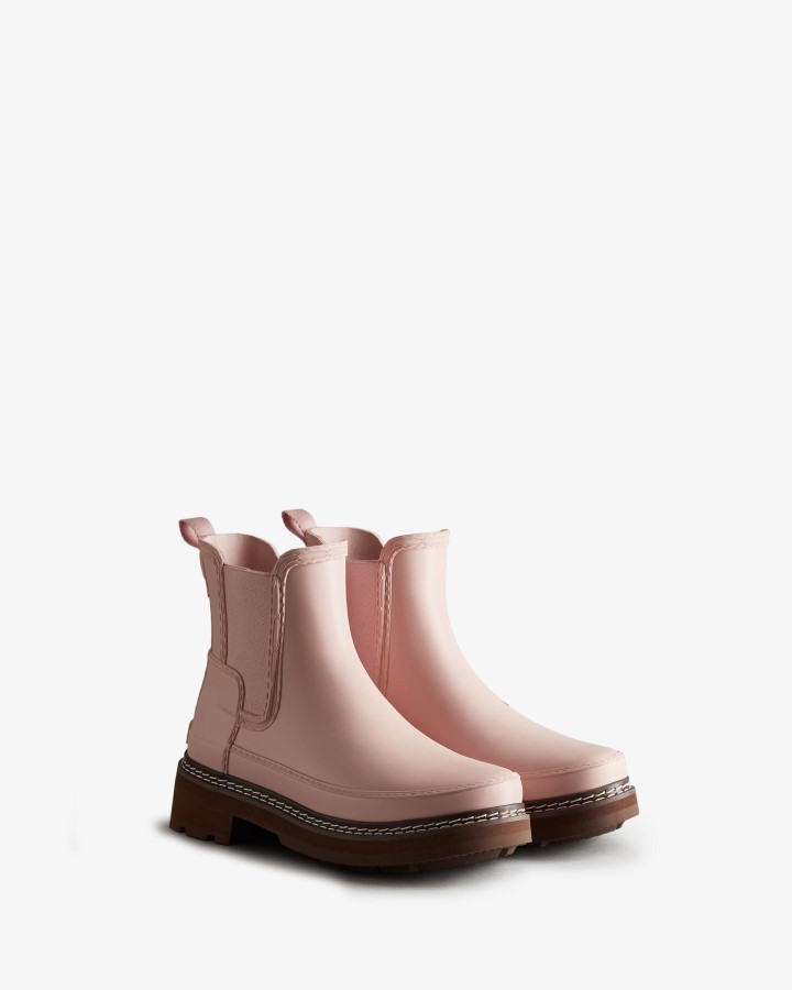 Botines Chelsea De Mujer Hunter Con Detalles De Puntadas Refinadas Rosa Azalea
