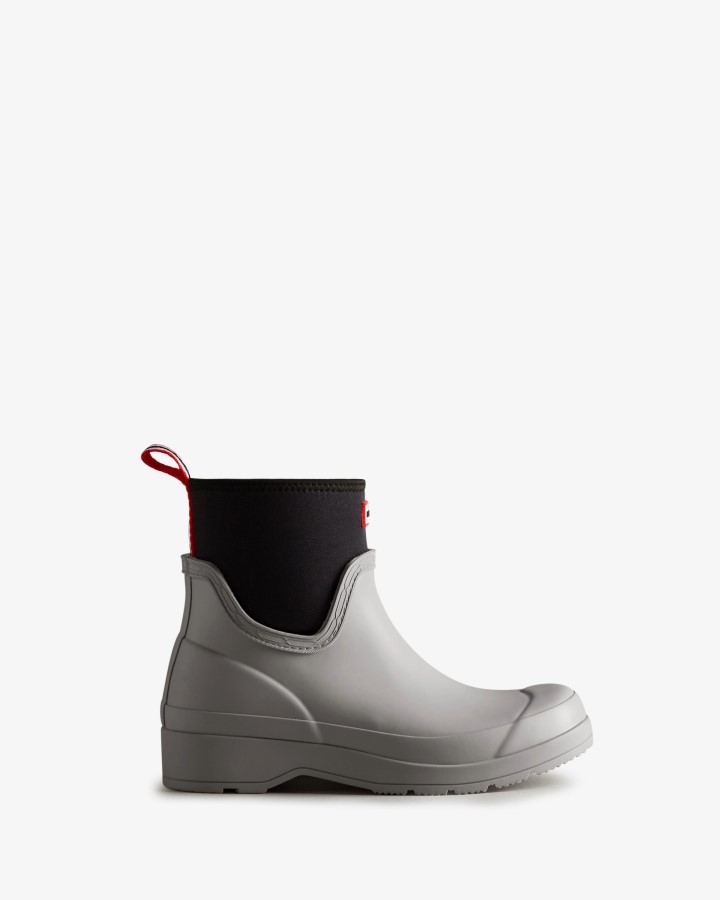 Botas De Lluvia De Neopreno Hunter Play Short Para Mujer Steall Gris Claro