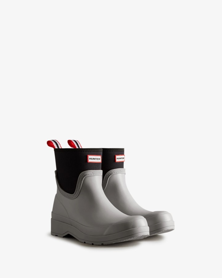 Botas De Lluvia De Neopreno Hunter Play Short Para Mujer Steall Gris Claro