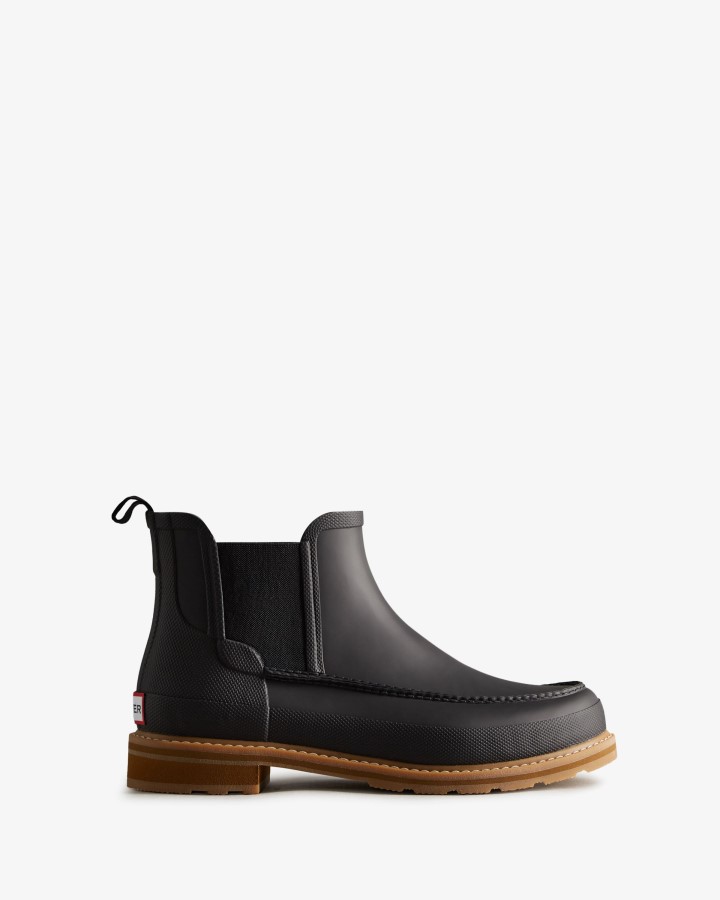 Hunter - Botines Chelsea Con Punta De Mocasín Para Hombre, Color Negro