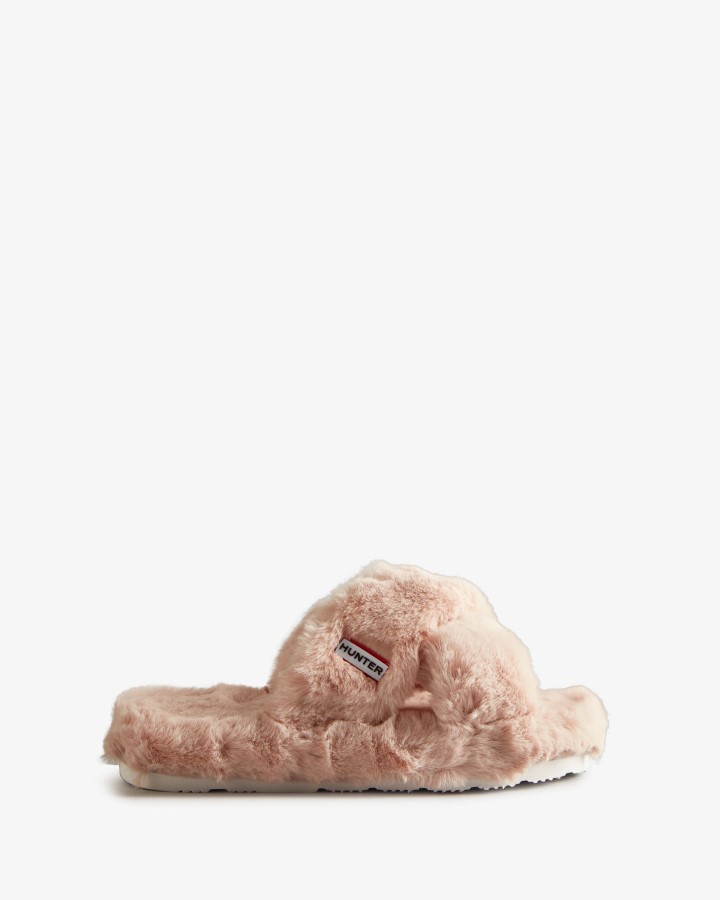 Chanclas Cruzadas Con Plataforma Plana De Piel Sintética Para Mujer Hunter Rosa Azalea