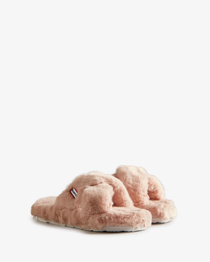 Chanclas Cruzadas Con Plataforma Plana De Piel Sintética Para Mujer Hunter Rosa Azalea