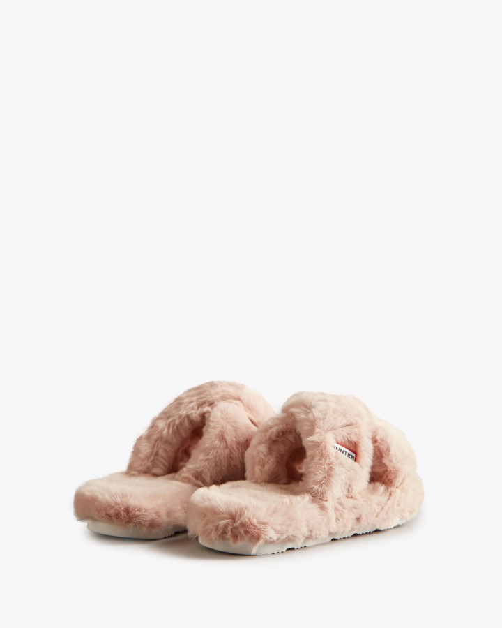 Chanclas Cruzadas Con Plataforma Plana De Piel Sintética Para Mujer Hunter Rosa Azalea