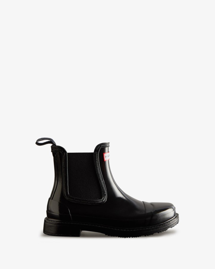 Botas Hunter Mujer Commando Gloss Chelsea Negras