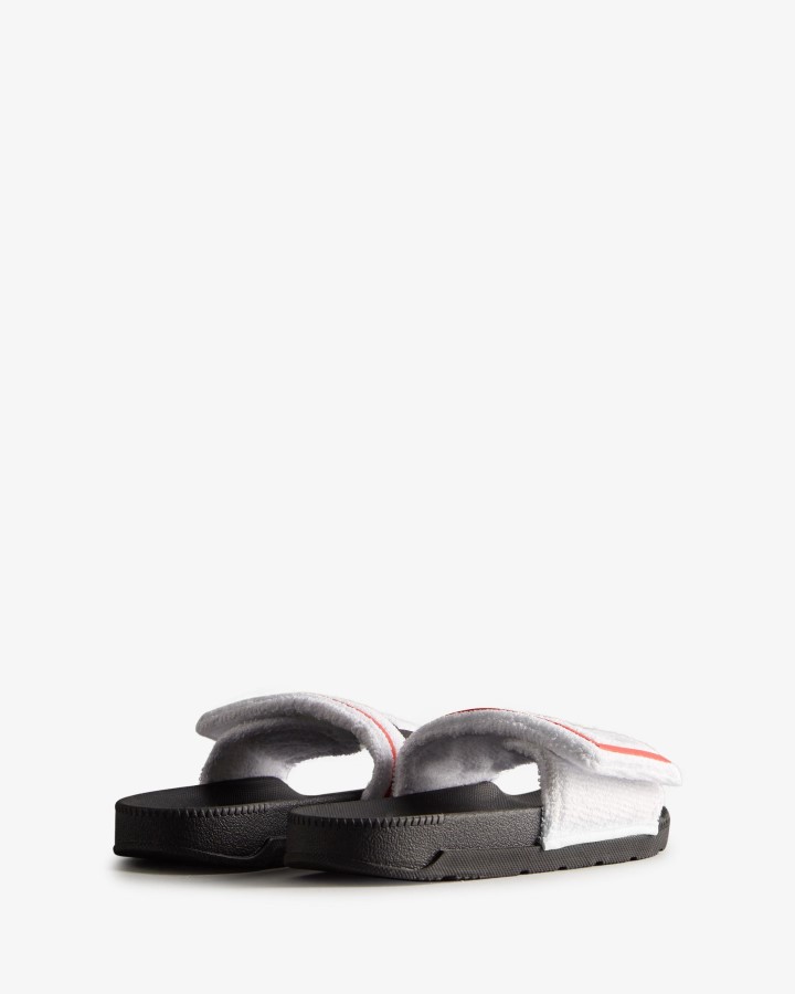 Chanclas Ajustables Con Logo De Toalla De Rizo Para Mujer Hunter Blanco-negro