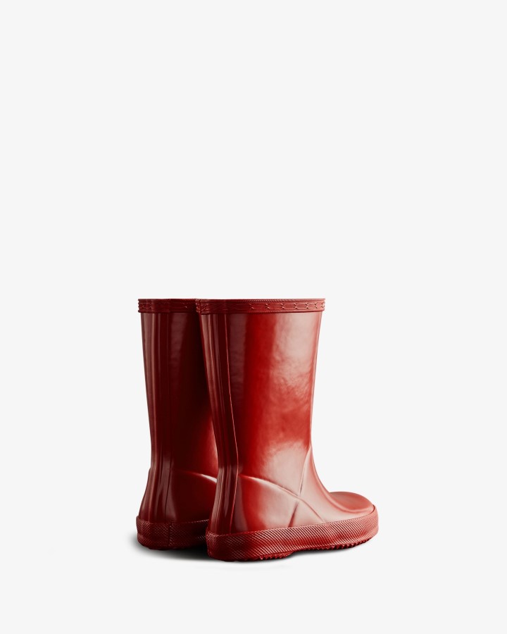 Botas De Agua Con Brillo Para Niños Primero (18 Meses-8 Años) De Hunter Original Rojo Militar