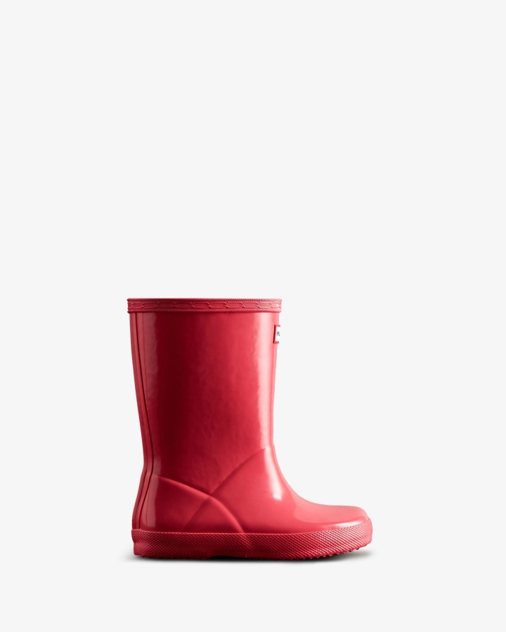 Botas De Agua Con Brillo Para Niños First (18 Meses-8 Años) Original De Hunter Rowan Rosa
