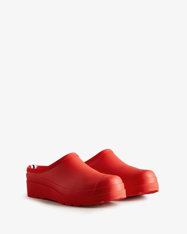 Zuecos Hunter Mujer Play Logo Rojo